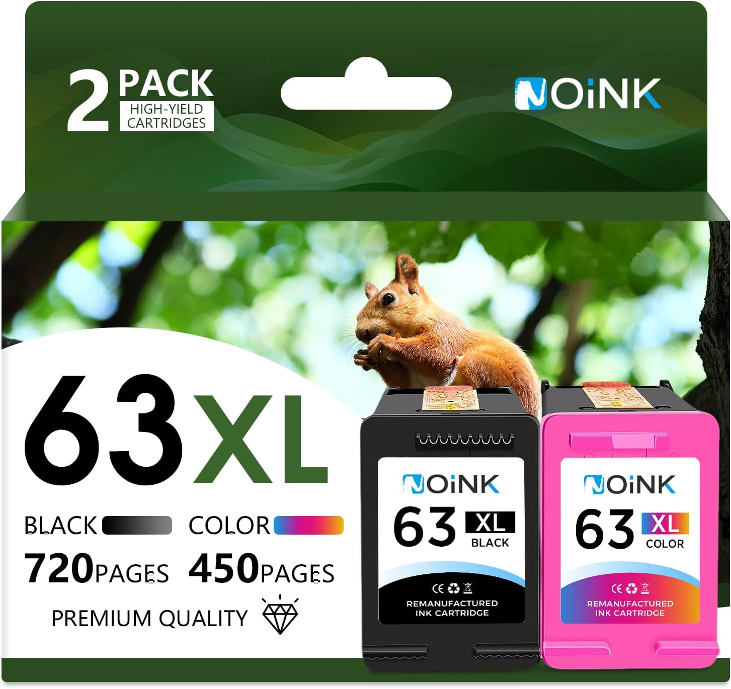 63XL Ink Cartridges Black and Color Combo Pack High Yield Replacement for HP 63XL,Compatible with HP OfficeJet, Envy & DeskJet Series Printers, OfficeJet 3830 Envy 4520 DeskJet 3630,1Black 1Tri-Color