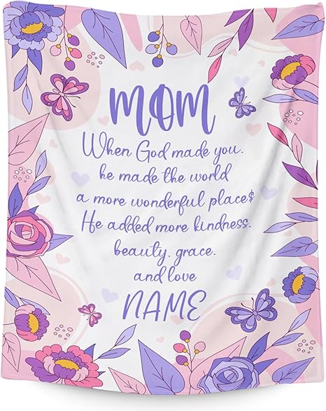 Personalized Blanket Gifts for Mom from Daughter Son - Cozy Soft Fleece 30x40 Inch Throw Blankets - Gift Mom a Colorful Blanket for Festivals Holidays