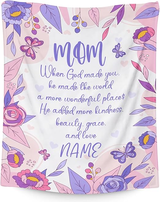Personalized Blanket Gifts for Mom from Daughter Son - Cozy Soft Fleece 30x40 Inch Throw Blankets - Gift Mom a Colorful Blanket for Festivals Holidays