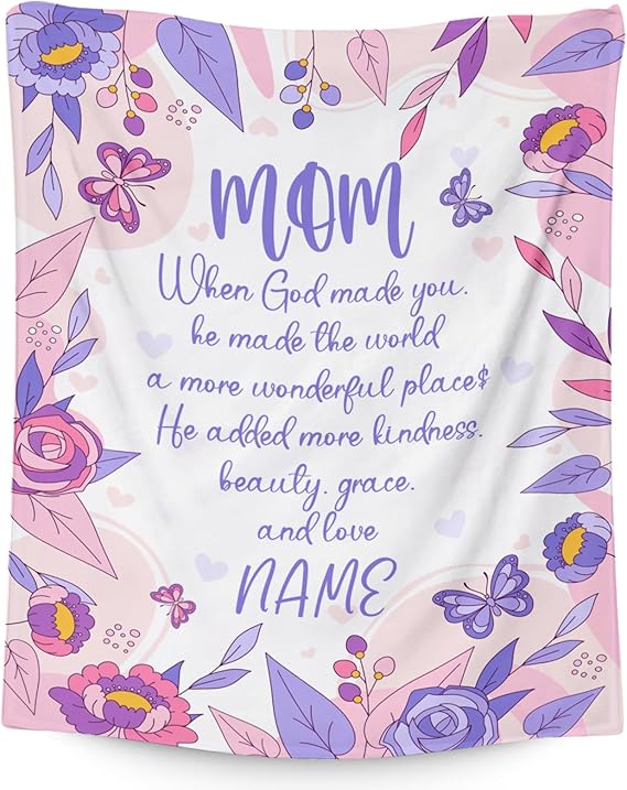 Personalized Blanket Gifts for Mom from Daughter Son - Cozy Soft Fleece 30x40 Inch Throw Blankets - Gift Mom a Colorful Blanket for Festivals Holidays