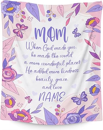 Personalized Blanket Gifts for Mom from Daughter Son - Cozy Soft Fleece 30x40 Inch Throw Blankets - Gift Mom a Colorful Blanket for Festivals Holidays