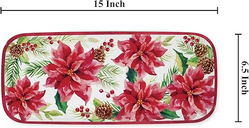 Miniatura 23 de UP ware Poinsettia Joyful Holiday - Bandeja de melamina para servir, bandeja rectangular de 15 x 6.5 pulgadas, bandeja de alimentos sin BPA