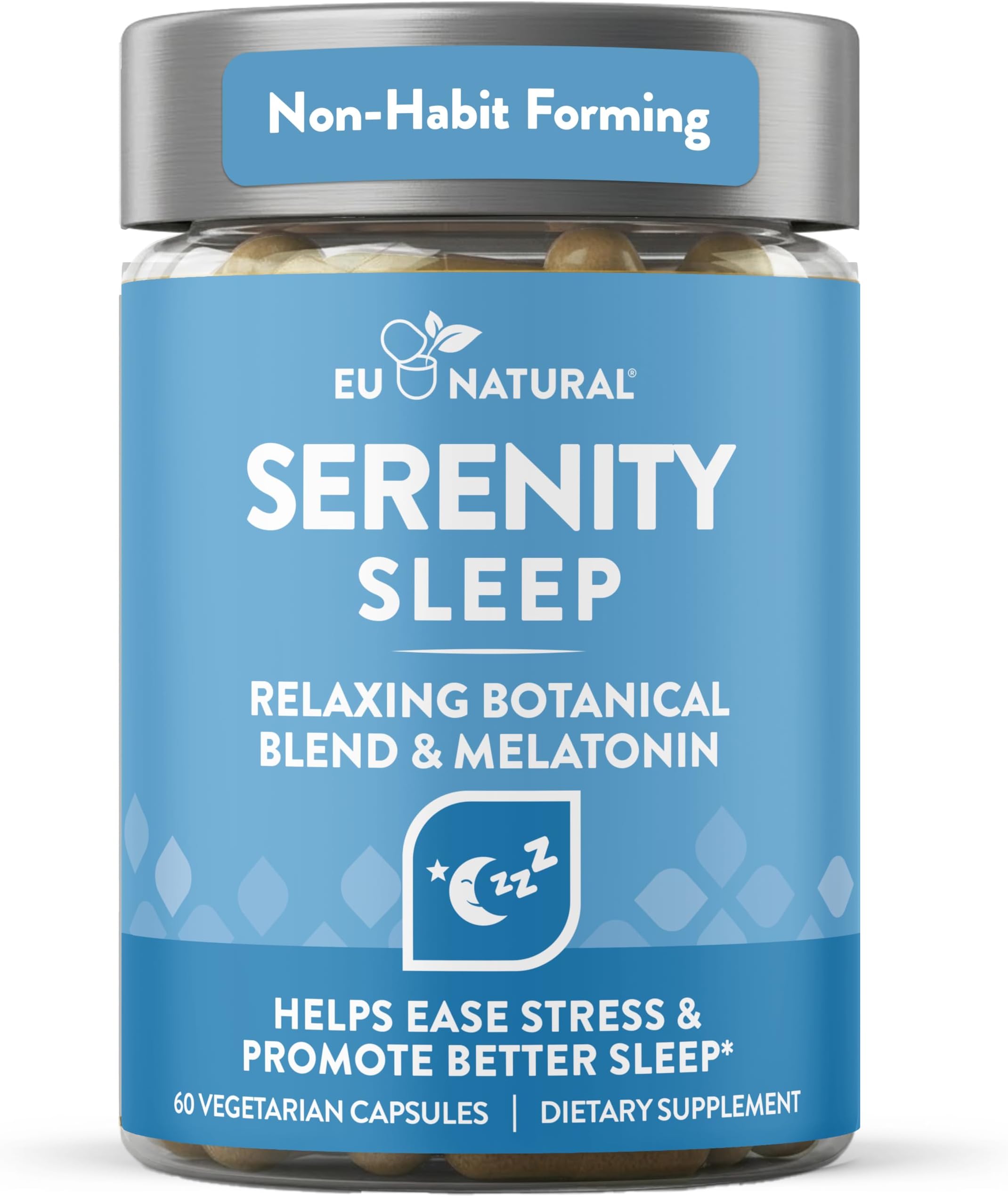 Serenity Sleep Natural Sleep Aid - Potent Blend of Magnesium, Valerian Root and Melatonin - Natural Sleep Aid - Non-Habit-Forming Way to Relax and Get a Good Night’s Sleep - 60 Vegan Soft Caps