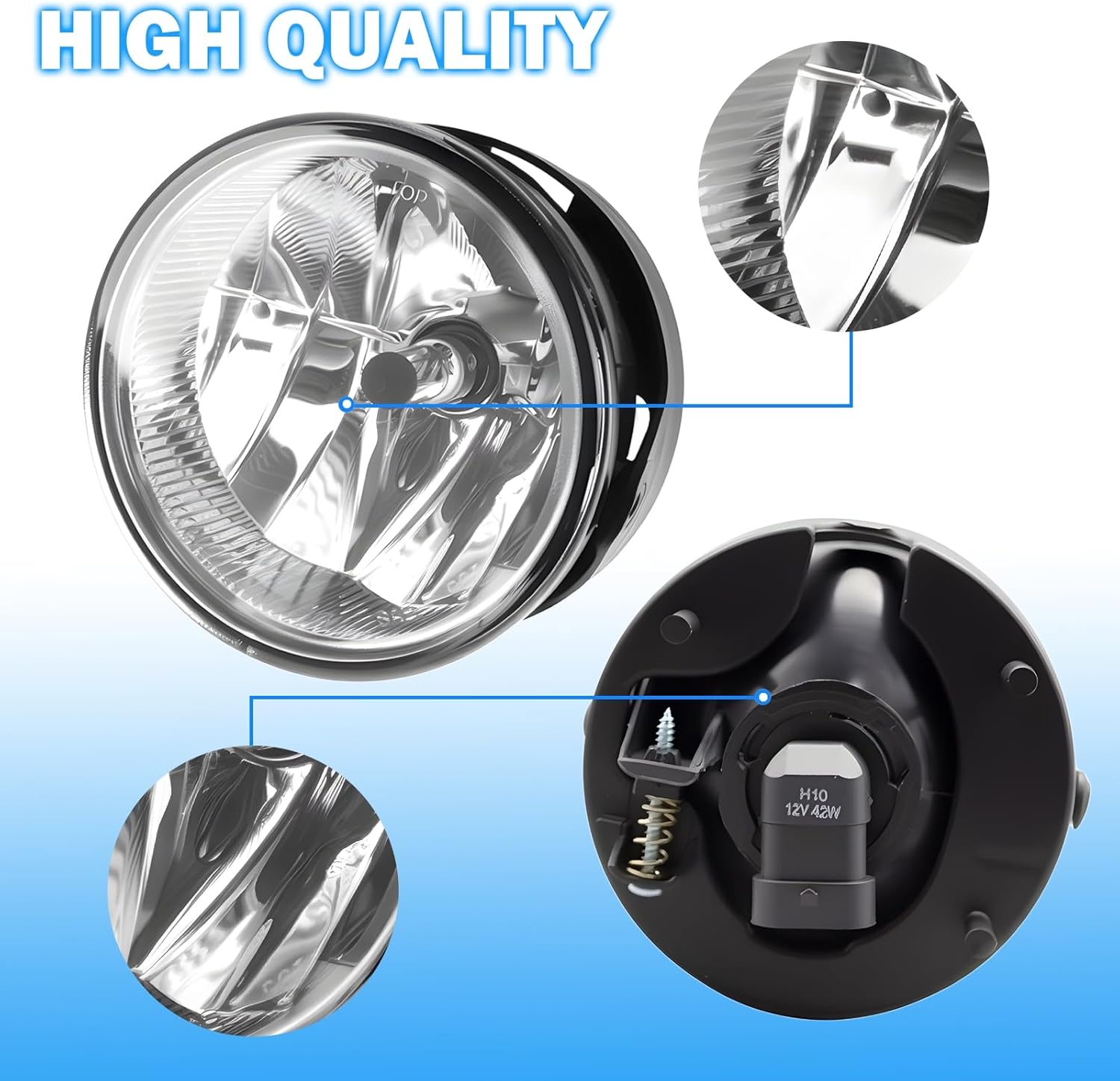 Fog Lights Assembly Compatible with 2007-2013 Ford Expedition / 2008-2011 Ford Ranger Front Bumper Driving Fog Lamps Replacement Halogen Lights Clear Lens