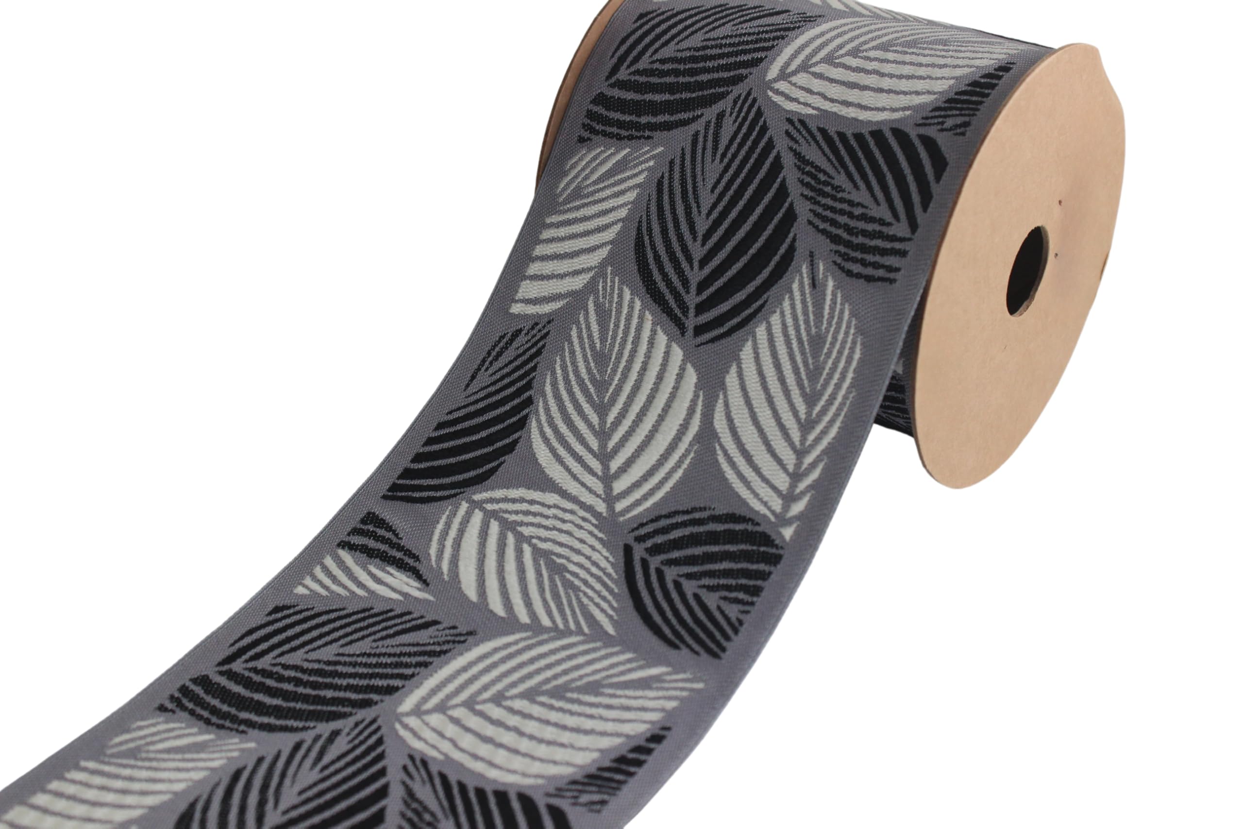 Ruban jacquard de 3,8 m pour rideaux salon motif feuilles tropicales