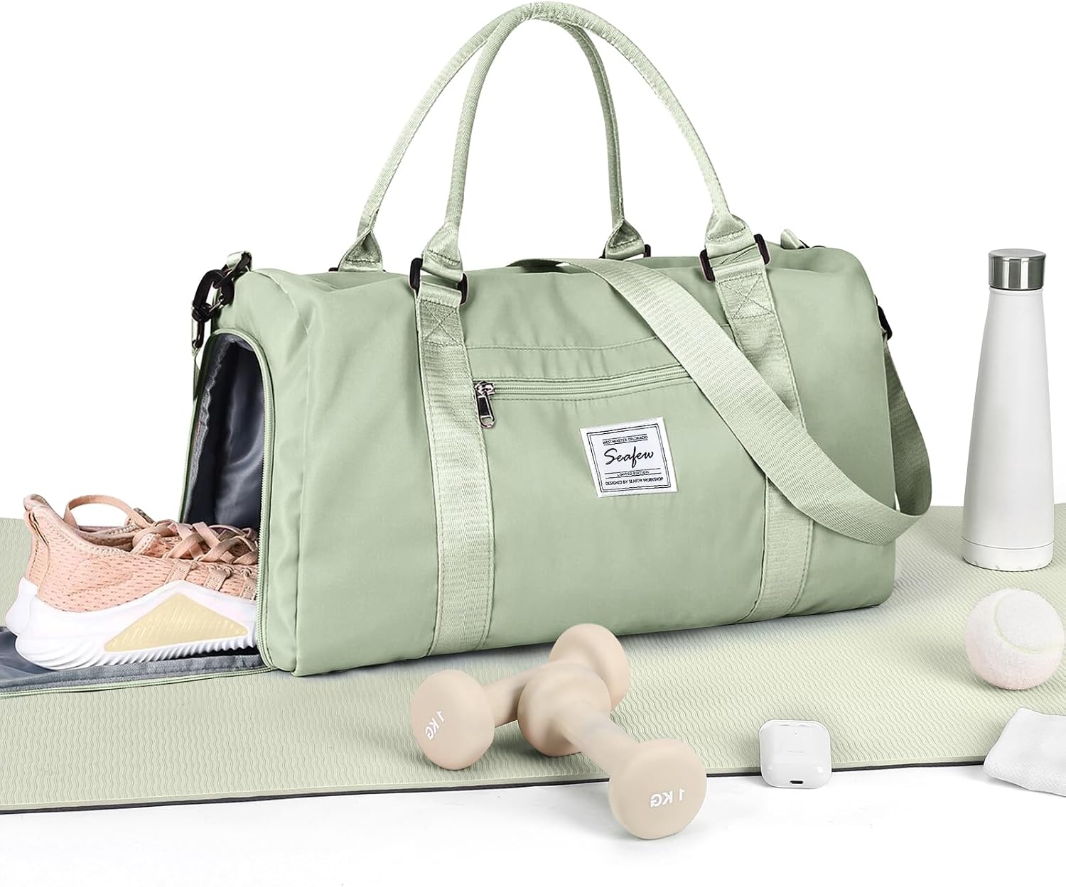 BJLFS Gym Bag Womens Men with Shoes Compartment and Wet Pocket,Travel Duffel Bag Sport Gym Tote Bags Weekend Overnight Bag