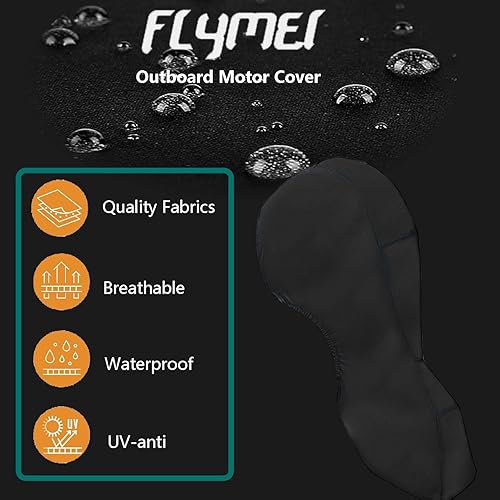 Miniatura 3 de FLYMEI Cubierta de motor fuera de borda para motor de 0 a 5 HP, cubierta de motor de barco completa, impermeable, 600D, tela Oxford resistente