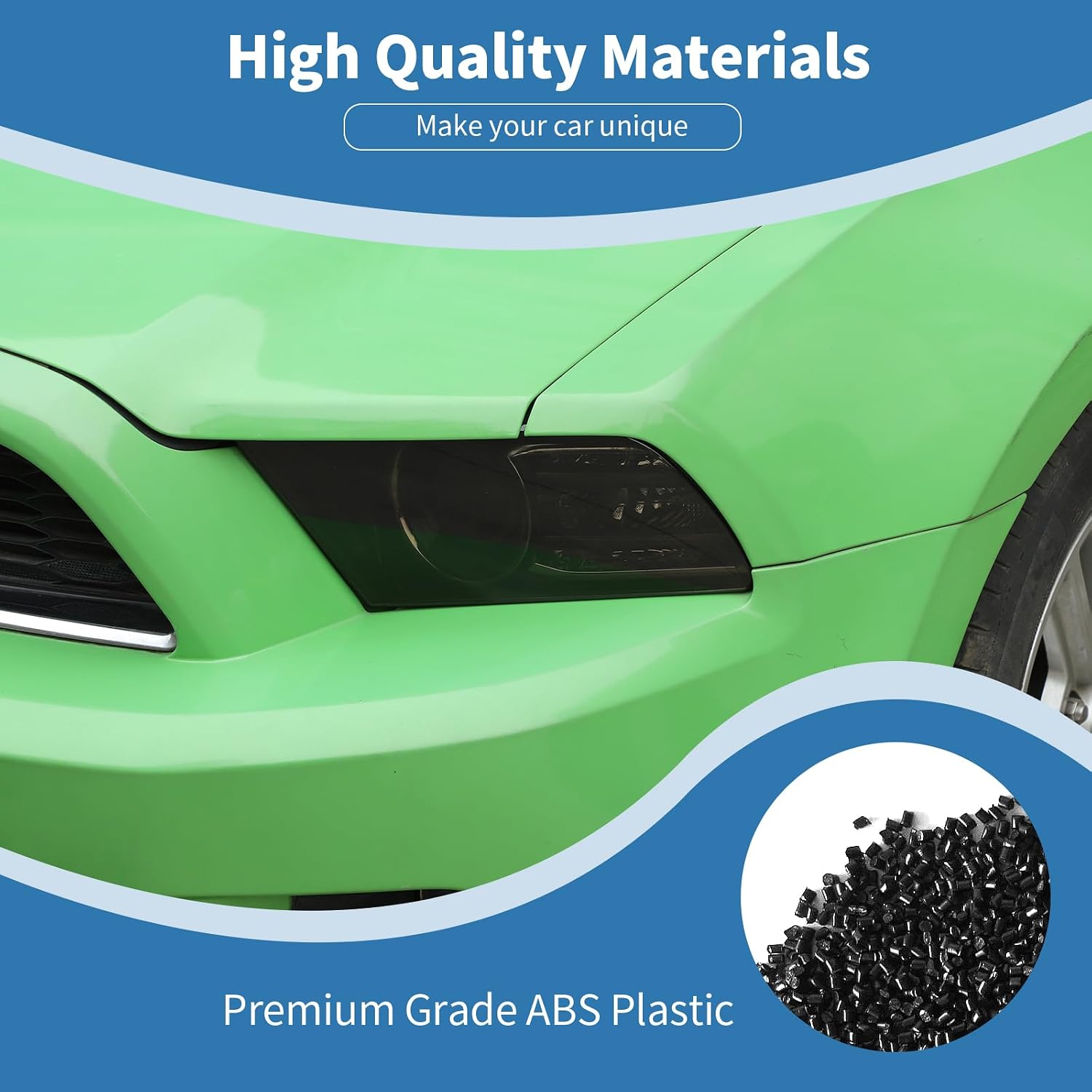 for Mustang Smoked Headlight Covers Trim Compatible with 2010-2014 Ford Mustang Smoked Black Exterior Accessories 2pcs