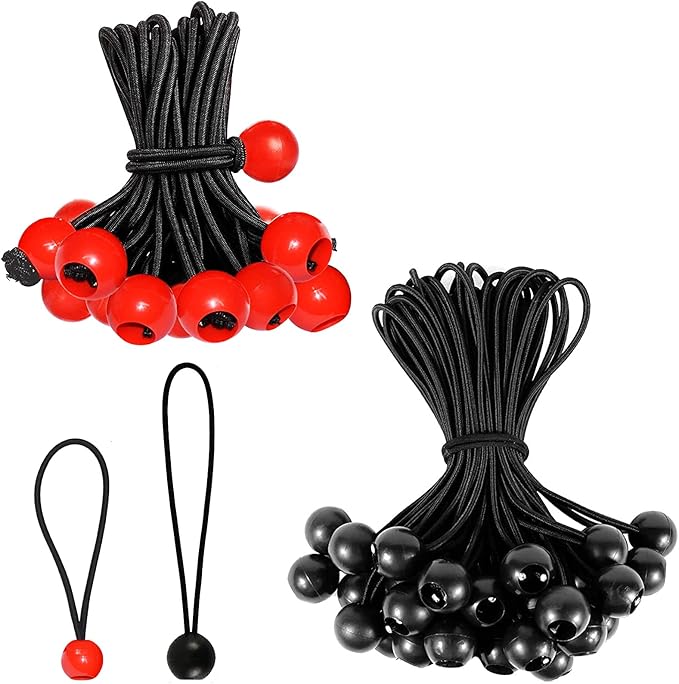 HLOGREE 60 Pack Bungee Cords with Balls 6 inch Orange White & 9 inch