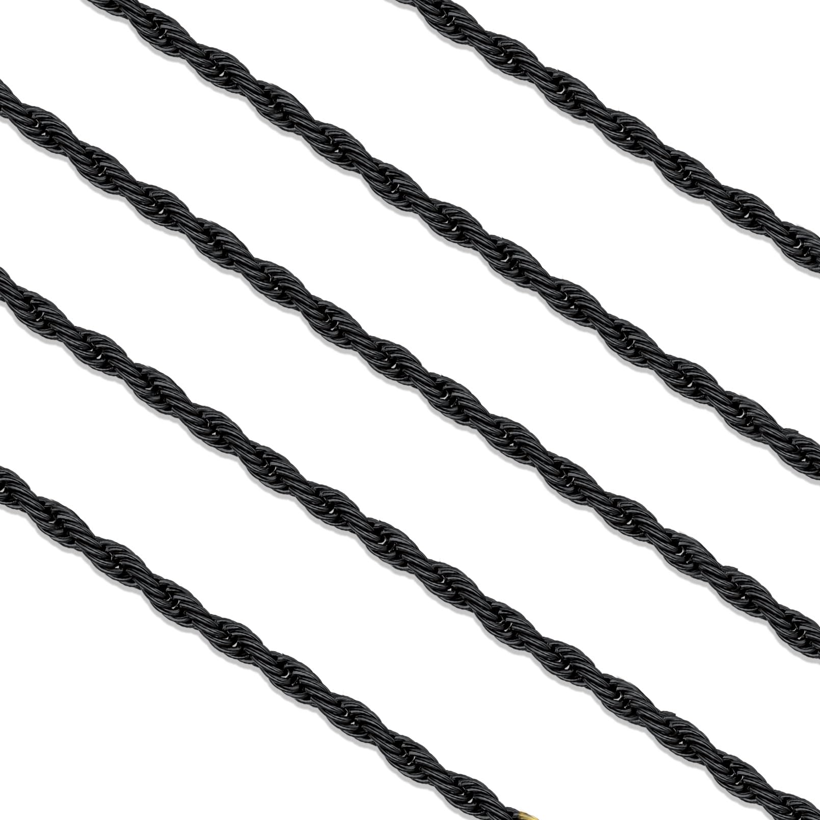 FaithHeart Stainless Steel Chains for Men Silver Black 14K Gold Plated Snake Wheat Box Rope Rolo Chain Necklace
