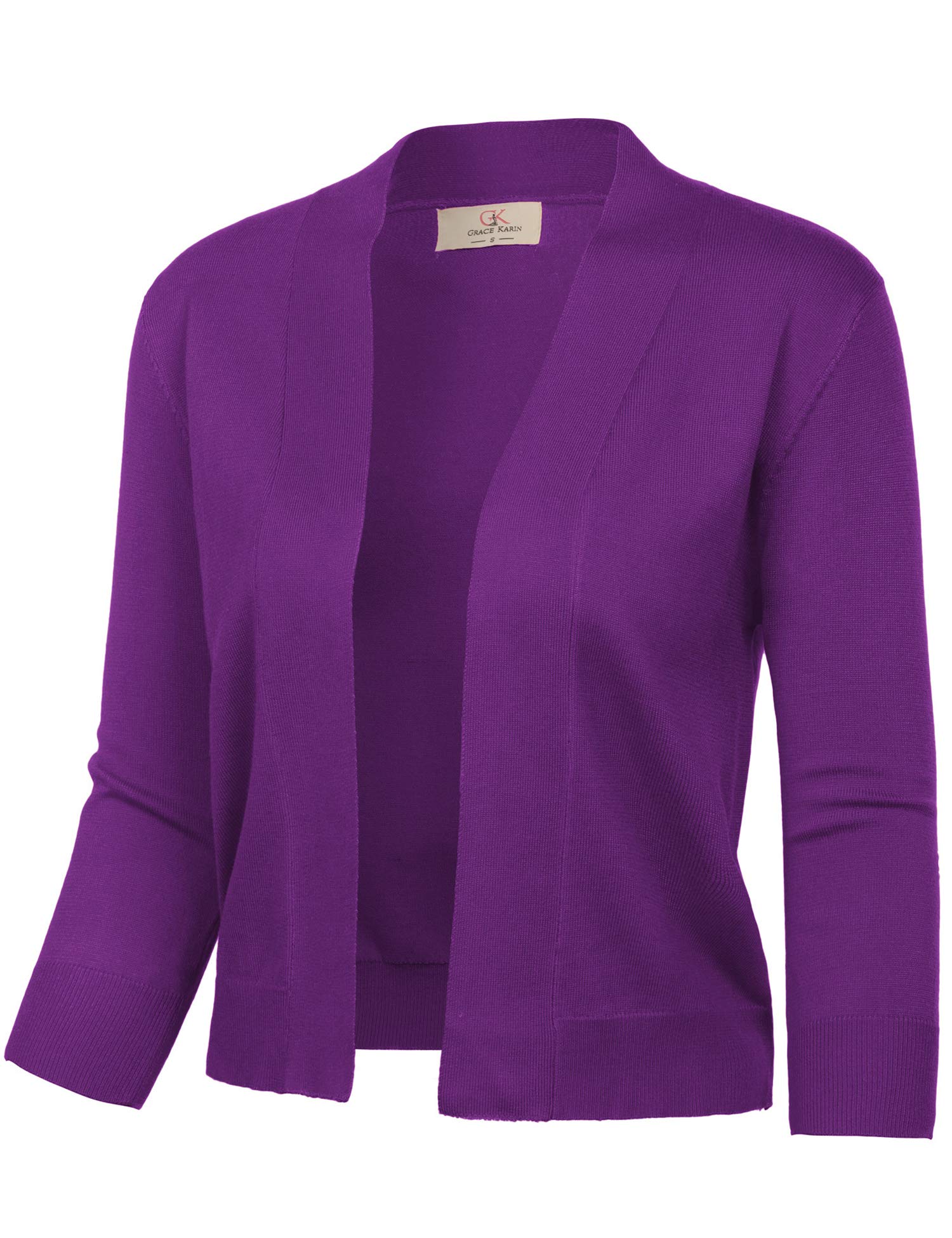 GRACE KARIN Women's 3/4 Sleeve Cardigan Knit Sweaters Cropped Open Front Shrug Bolero…