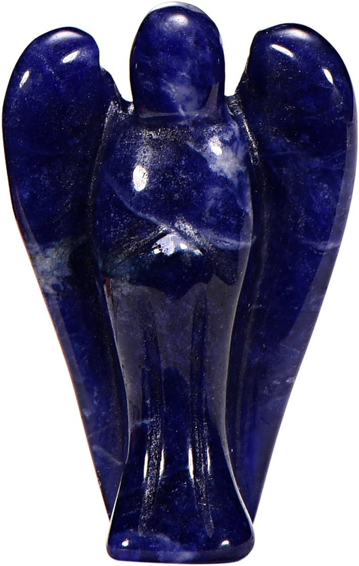 Morella African Sodalite Gemstones Lucky Angel Guardian Angel to Take Anywhere 3.5 cm in a Velvet Bag