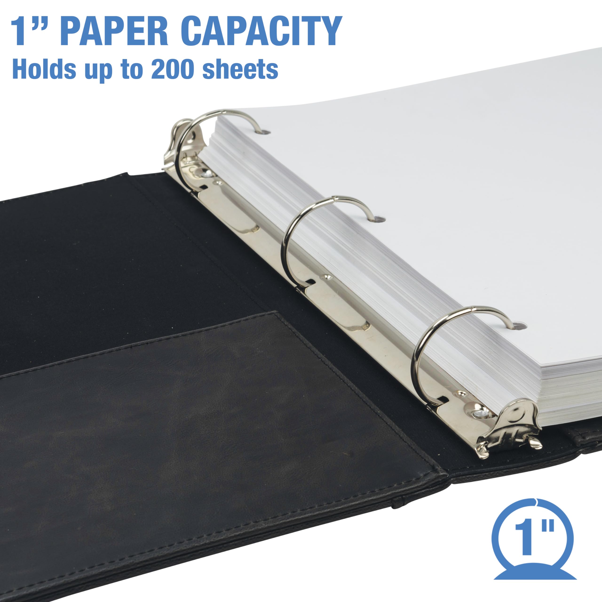 Samsill Vintage 1 Inch 3 Ring Professional Binder Organizer/Holds 8.5" x 11" Sheets and Sheet Protectors/Planner Binder/Book Binder/Look and Feel of Black Antique Leather - Image 3