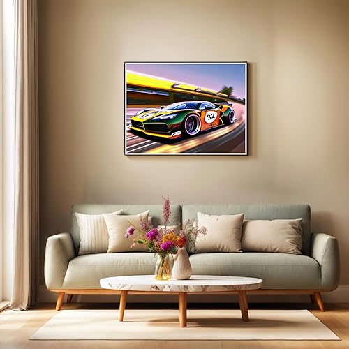 Miniatura 2 de NUFTVI Kits de pintura de diamantes para coches de carreras, kits de arte de diamantes de taladro completo para adultos, decoración de pared del