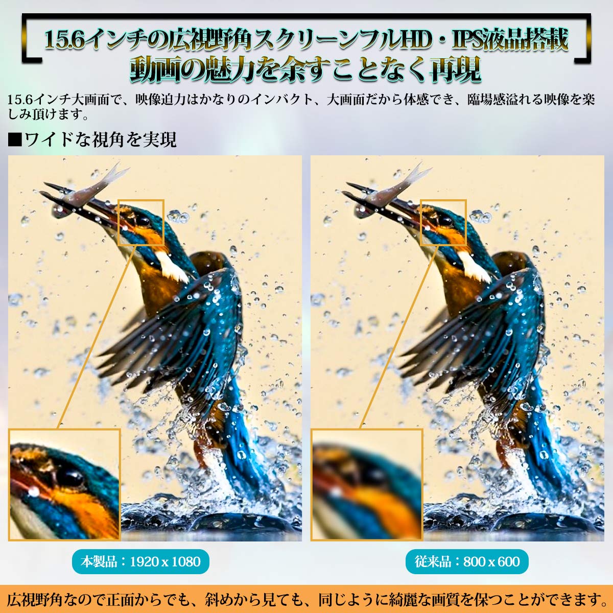 Amazon.co.jp: PORMIDOフリップダウンモニター 15.6インチ フルHD 1920