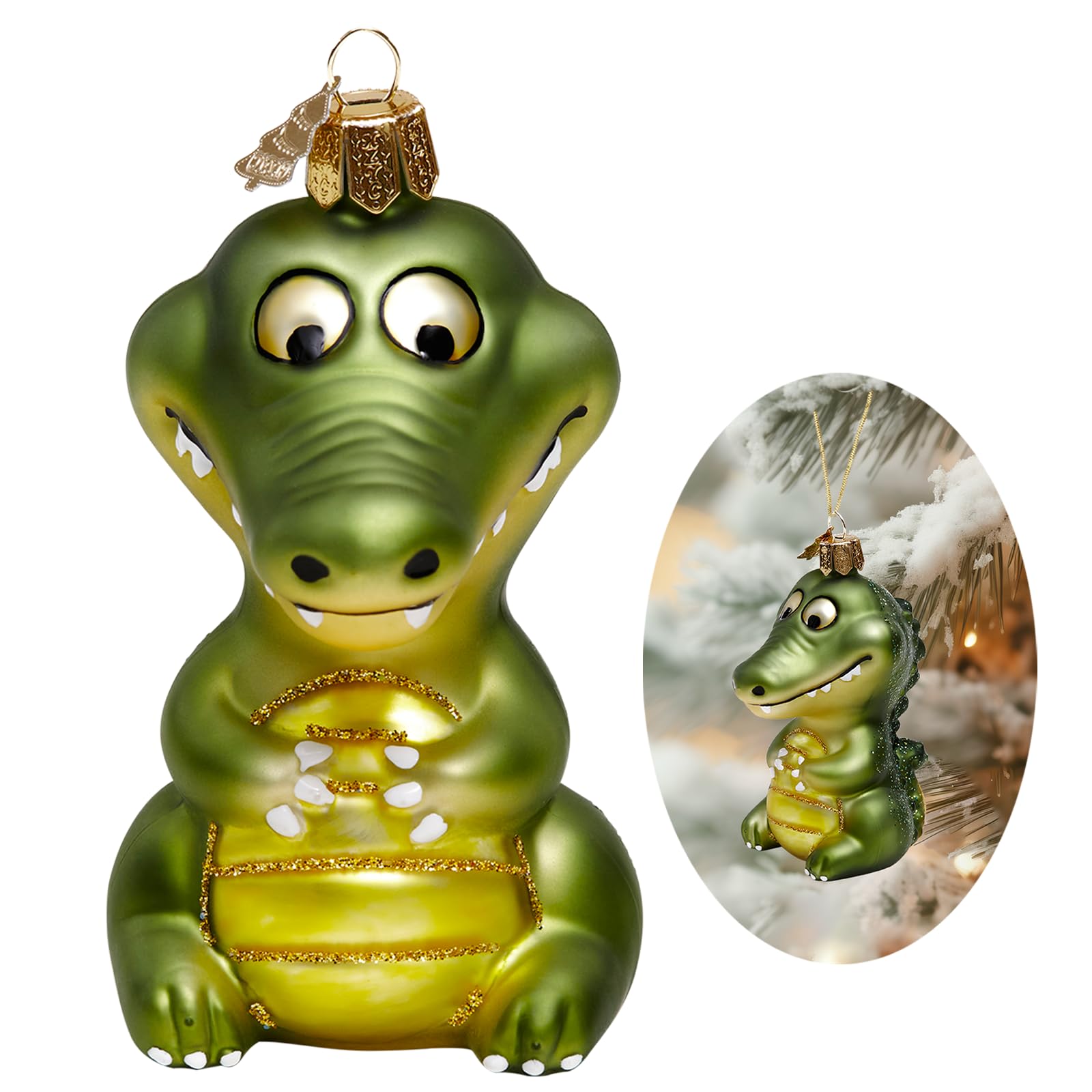 Arbre collection crocodile à suspendre ornement en verre pour décoration hivernale