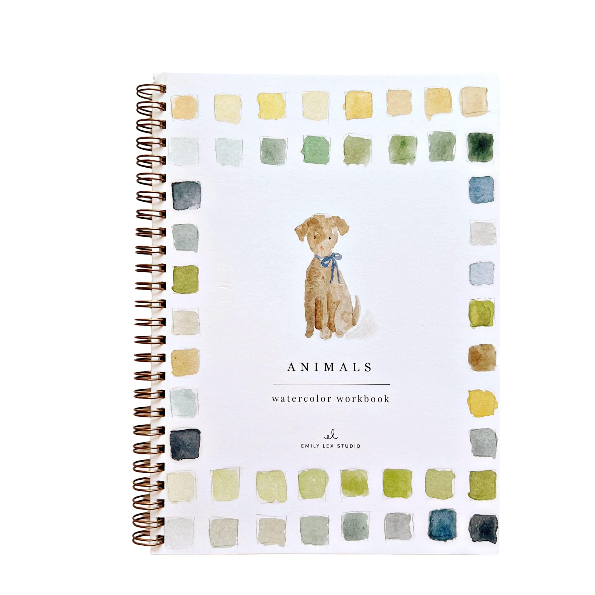 Emily Lex Studio, album di lavoro con animali ad acquerello, 12 illustrazioni abbozzate per principianti, pagine a spirale piatte, 16,5 x 22,9 cm, carta per acquerello da 54,4 kg