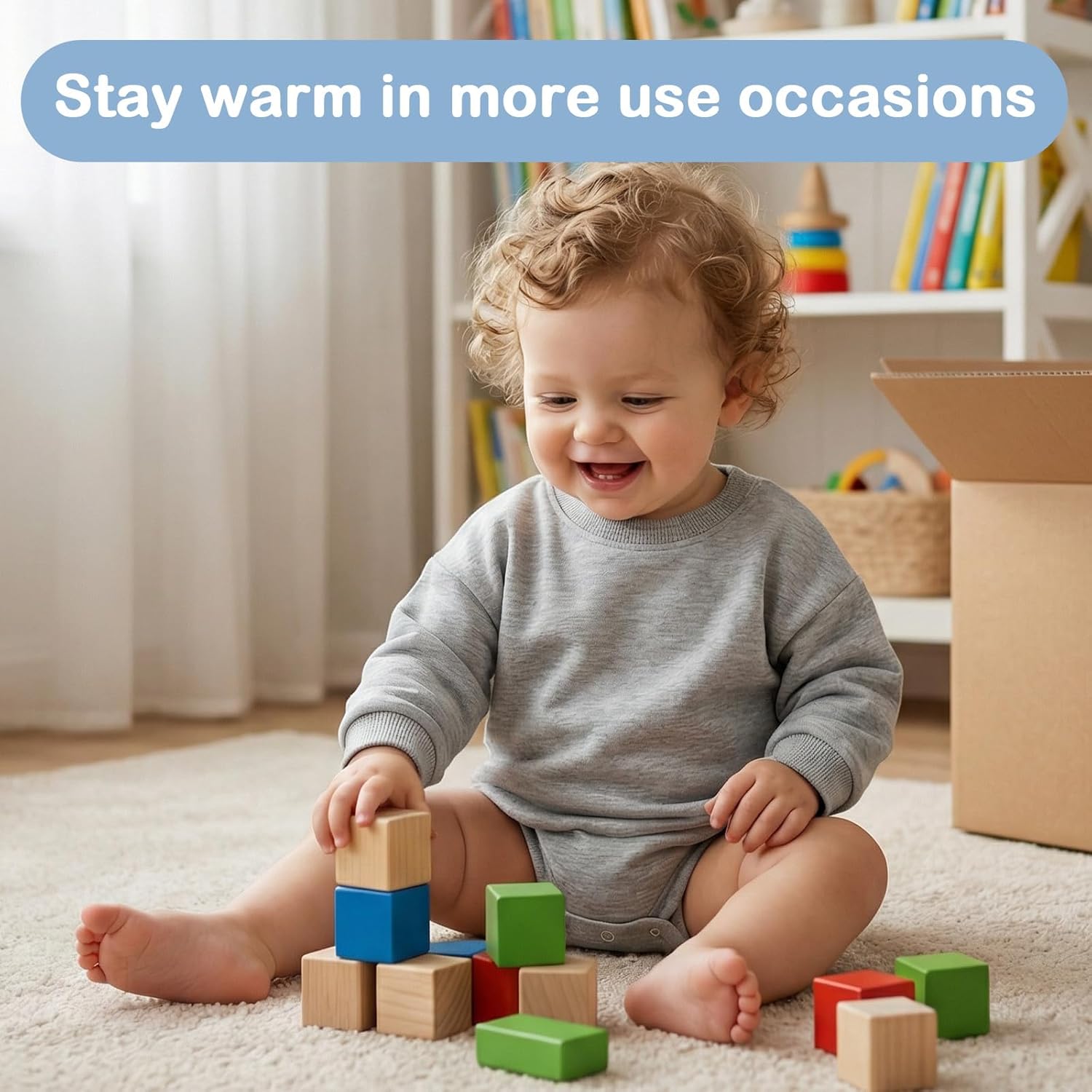 Bafeicao Baby Boy Girl Sweatshirt Romper Organic Cotton Solid Color Long Sleeve Bubble Romper Oversized Warm Fall Winter - Image 6