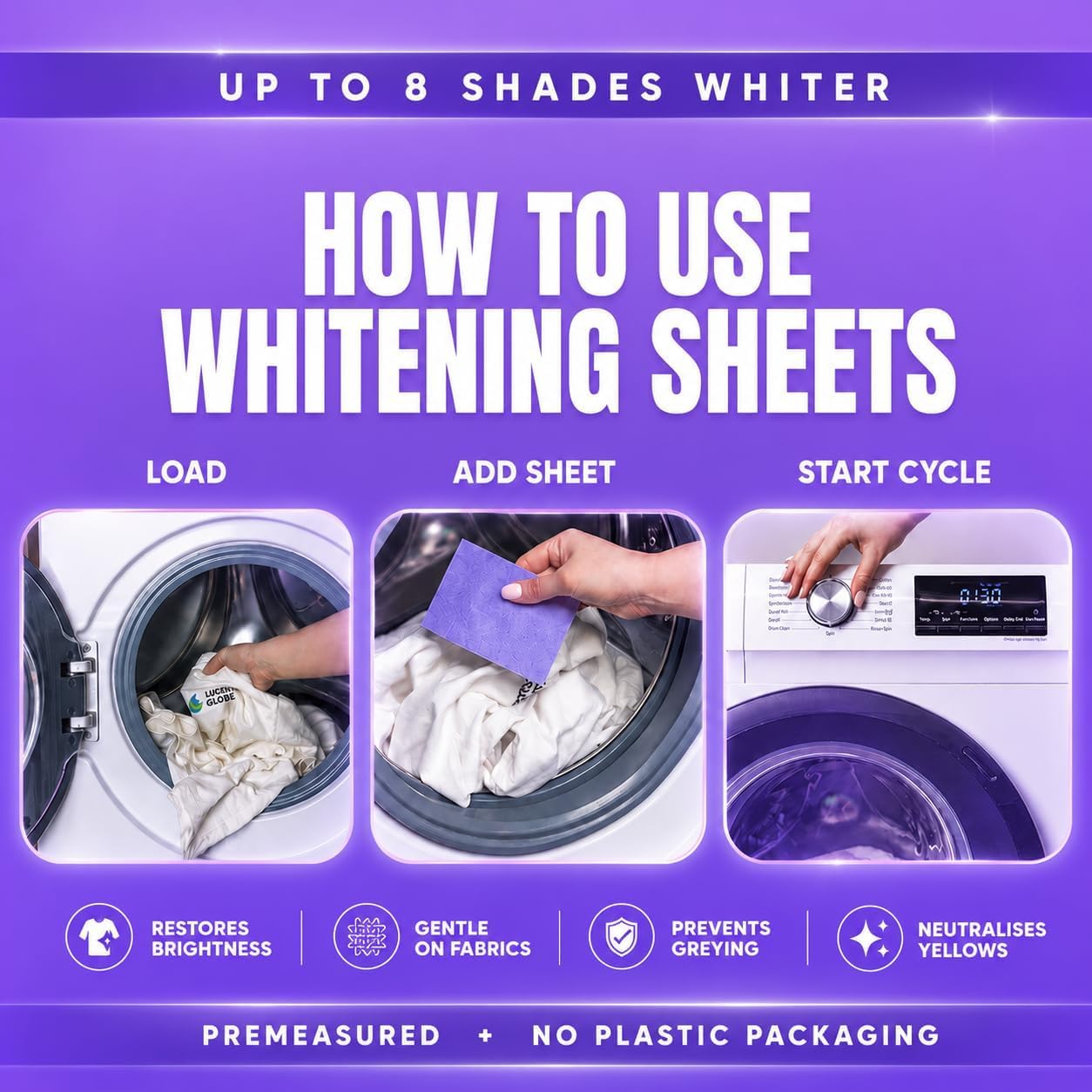 Lucent Globe UV Whitening Laundry Sheets