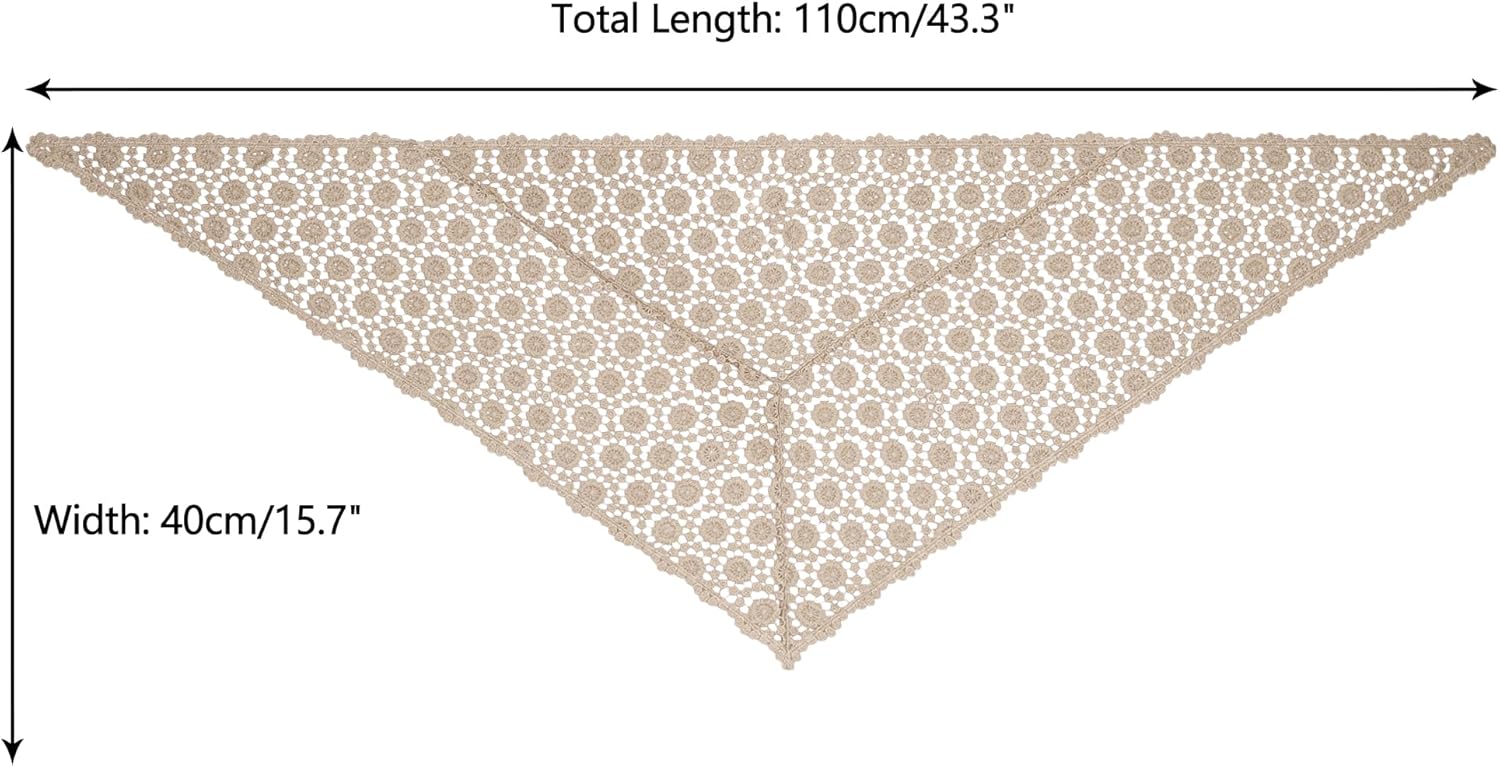 Floral Cotton Crochet Mantilla Scarves, Little Shawl Cape Triangle Head Covering Church Veil for Mass Wedding - Image 3