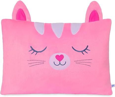 Saint Eve Kids Pillow Pals Fuzzy Pillow Cases, Cute Animal Friends Soft Pillow Covers for Kids Beds and Nap Time - Strawberry The Cat