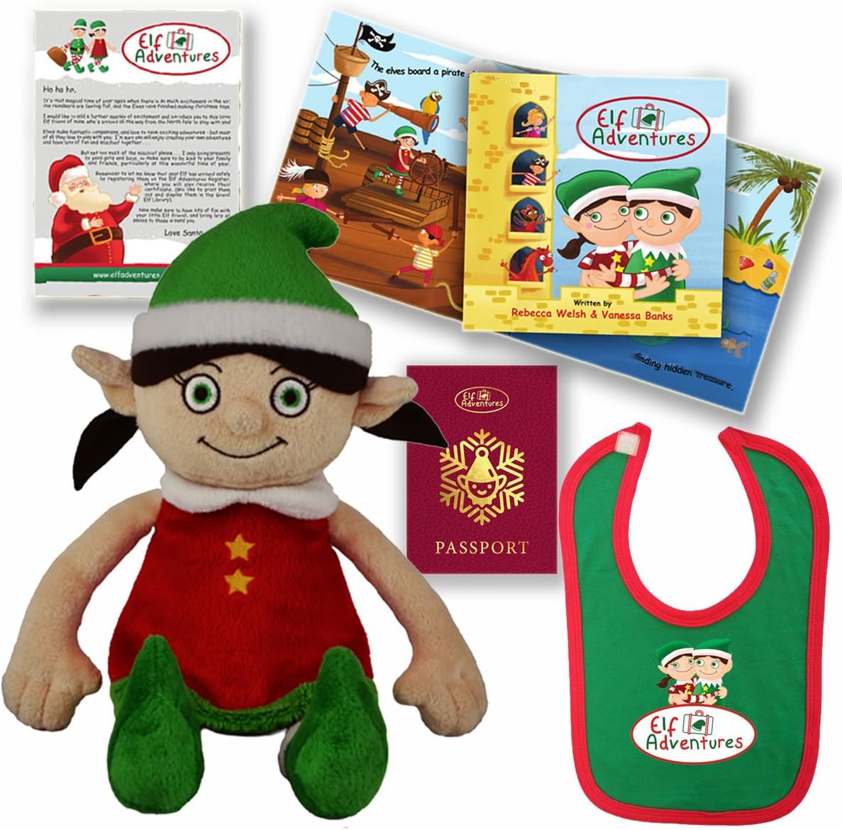 Elf Adventures Girl Elf Soft Toy Baby & Toddler Set - Story Book, Letter from Santa, Shelf Elf, Baby's 1st Christmas