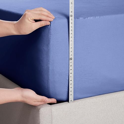 Miniatura 4 de Nestl Bedding - Sábanas bajeras con bolsillo profundo de 53 cm, Microfibra, Azul Royal, King