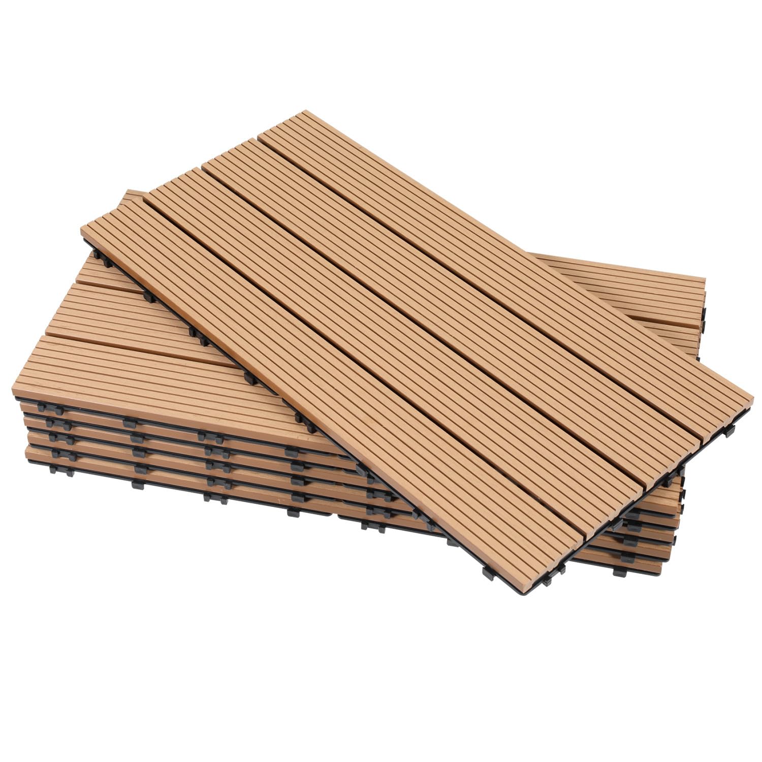 60 piastrelle in WPC per terrazze, 30 x 60 cm, in WPC, piastrelle da giardino con sistema a clic, per terrazze, terrazze, impermeabili, per teak da 10 m²