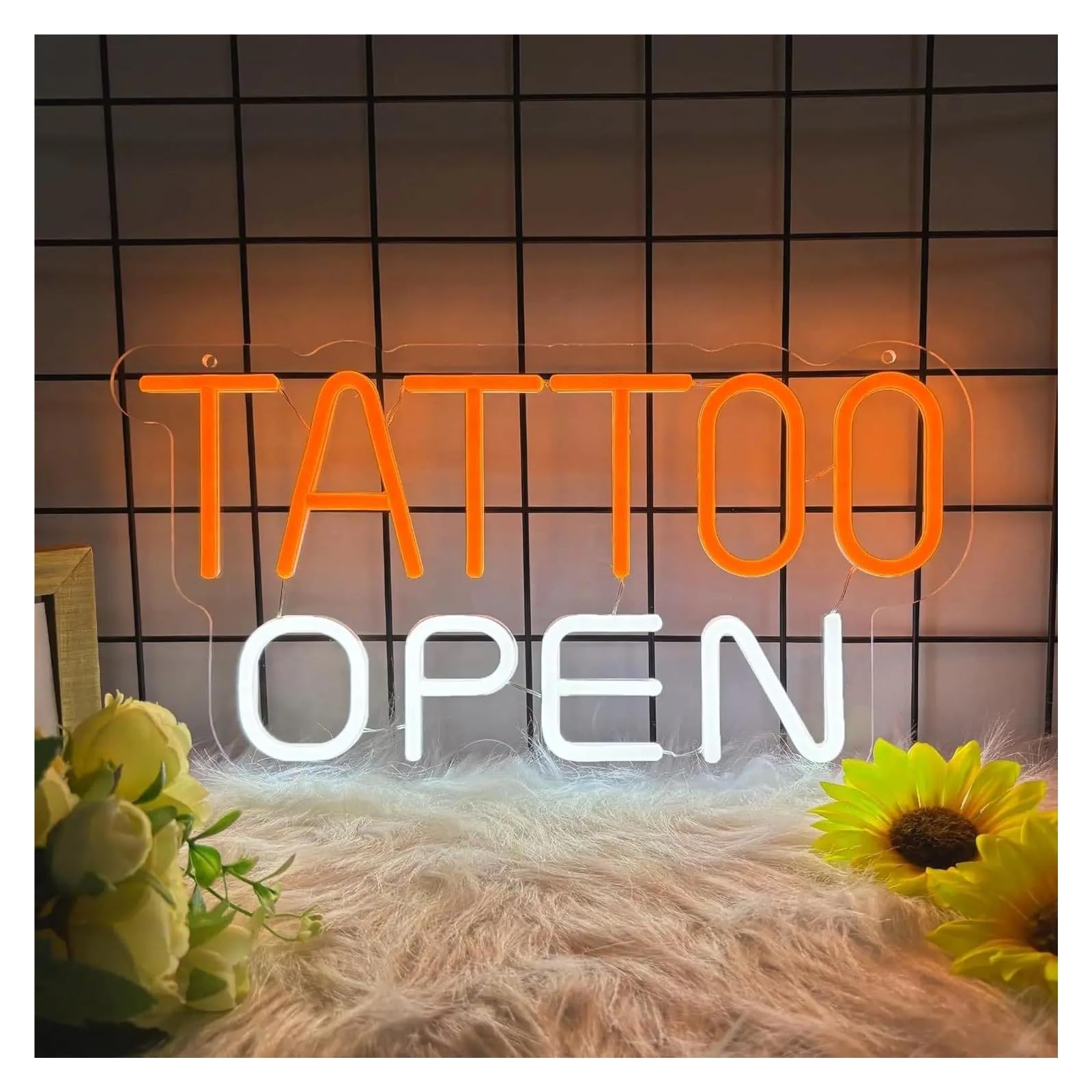 Rongch One Color Hanging Art Signs Tattoo Open Neon Sign For Business Wall Decor Tattoo Studio Usb Powered Dimmable Lamps 42X22cm