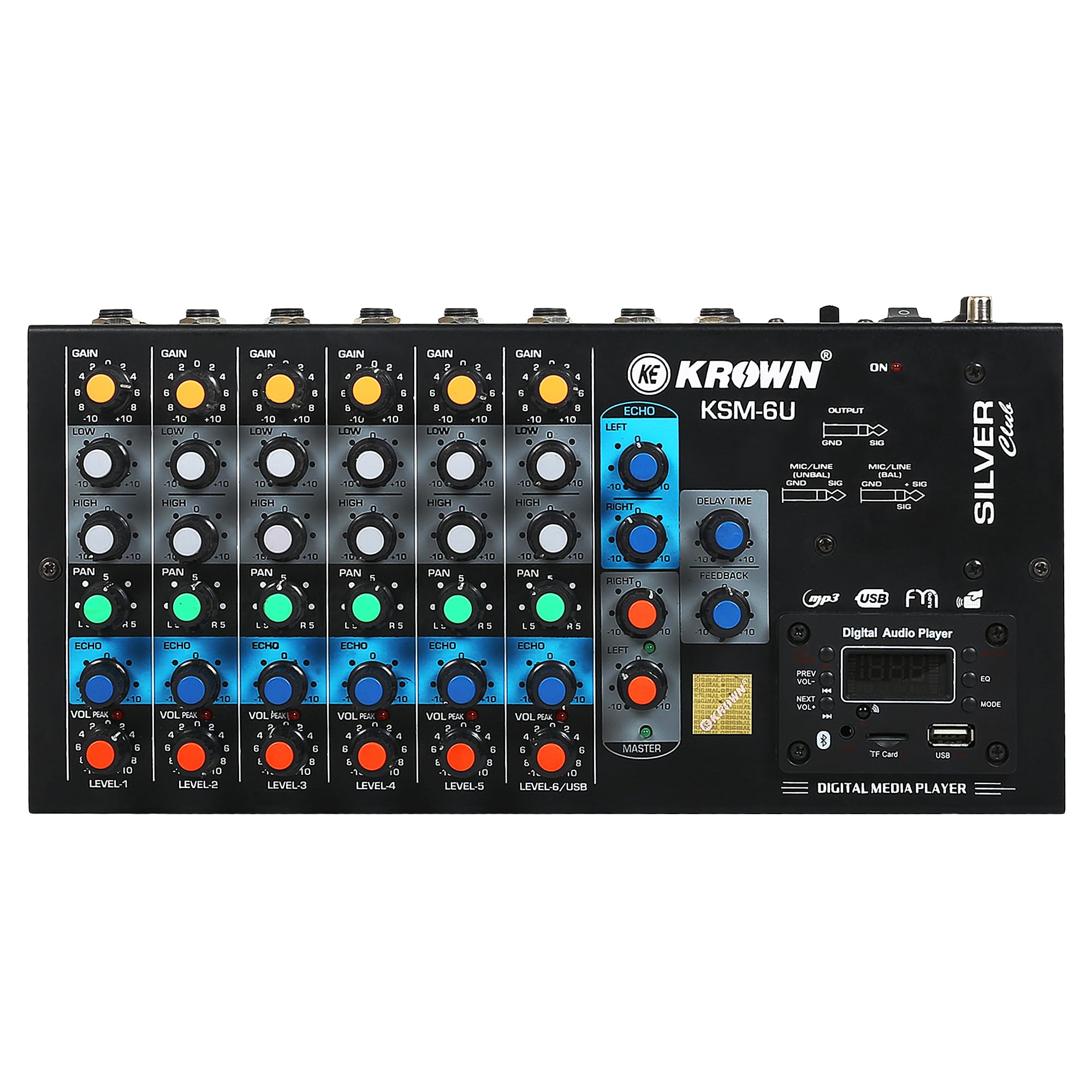 KEKrown Mixer KSM-6U with built in USB Media Player (6 Channel Mixer)