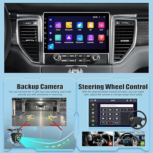 Miniatura 5 de Estéreo de coche de 10.1 pulgadas DIN único con Carplay inalámbrico de 10 pulgadas, radio táctil de 10 pulgadas, compatible con radio AM FM, video