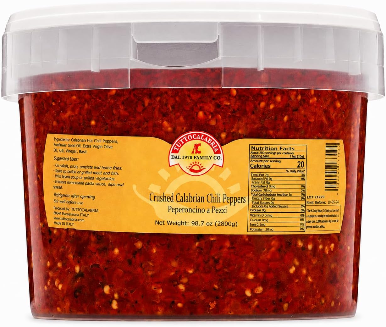 Bulk Tutto Calabria Crushed Calabrian Chili Peppers 2.8 kg (98.7 oz)
