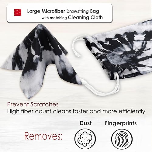 Miniatura 6 de MyEyeglassCase Estuche rígido grande para lentes de sol Se adapta a lentes de sol curvos grandes, con bolsa de microfibra y paño de limpieza