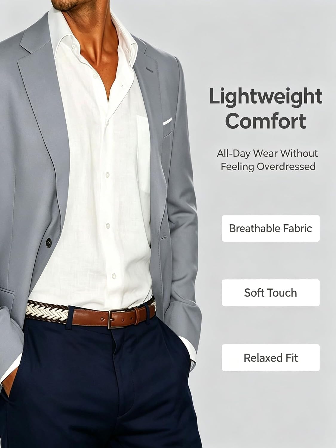 Men's Two Button Casual Lightweight Business Sport Coat Formal Suit Jacket