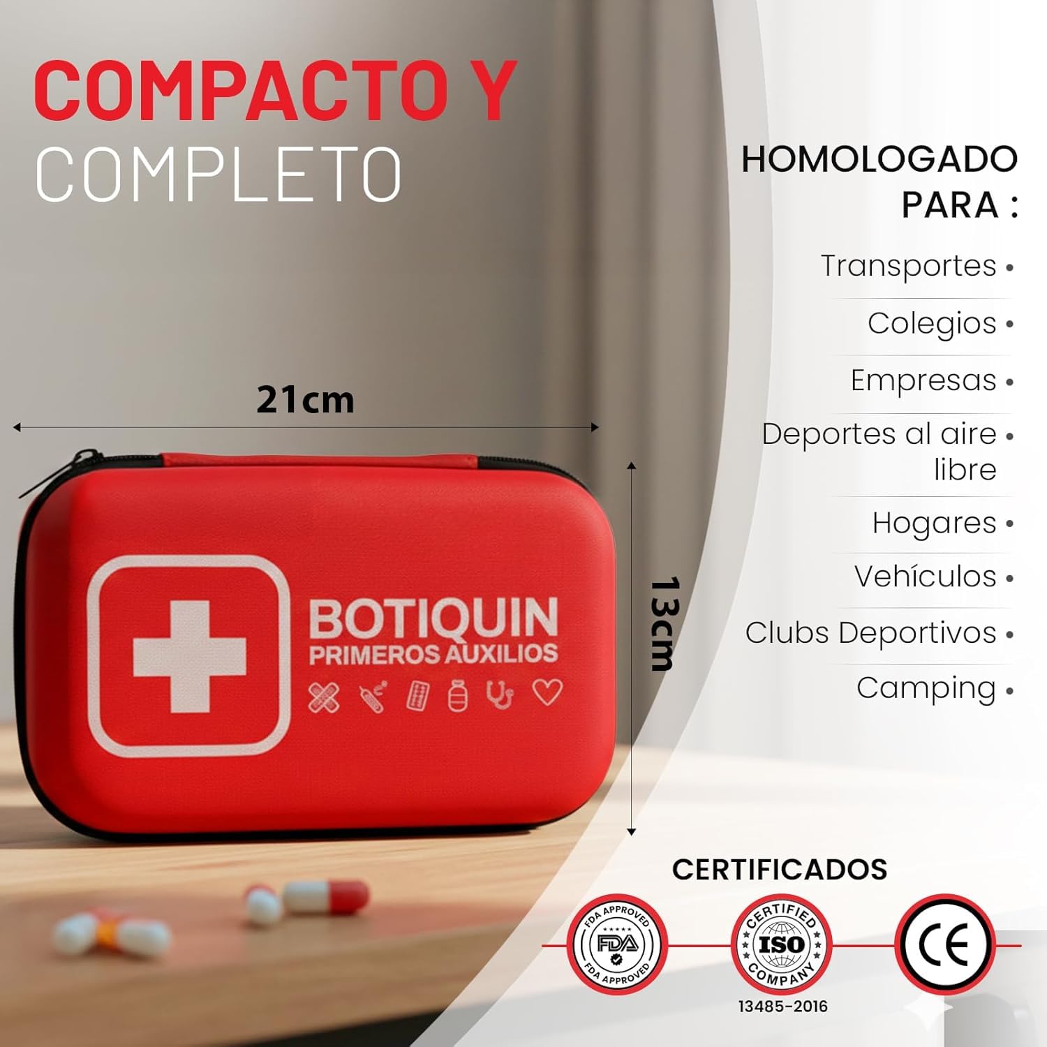 Botiquín de Primeros Auxilios Premium 200 Piezas Kit de Supervivencia para Coche Viaje Hogar