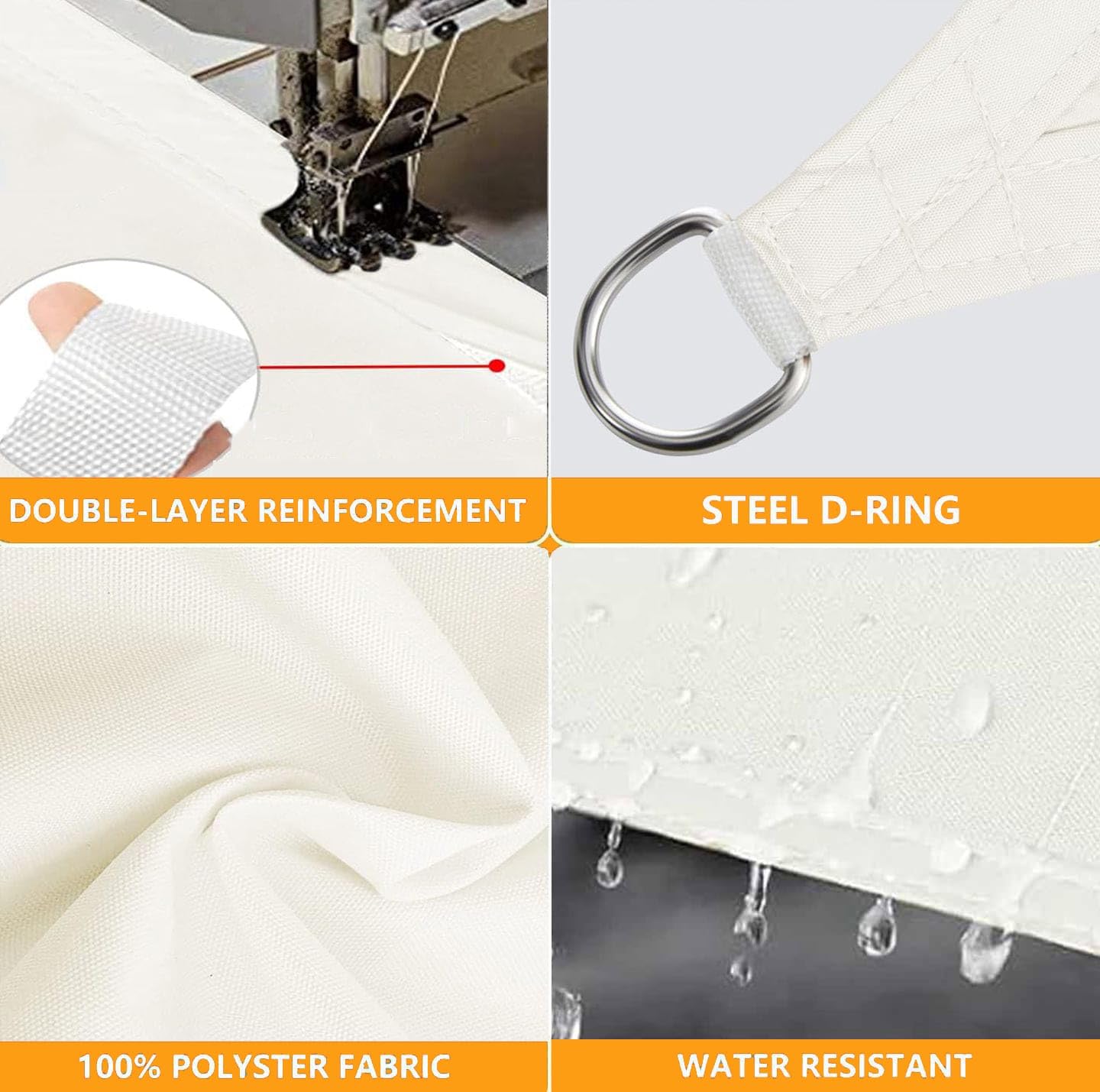 Vela Ombreggiante Impermeabile Tenda da Sole per Esterno Vele Ombreggianti Rettangolare Telo Parasole con Anello D Corda Protezione UV Tenda a Vela per Giardino Balcone Terrazza Crema 2x3M