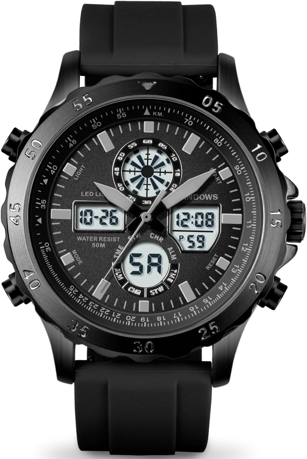 PINDOWS Watches for men, Waterproof Fashion Business Casual Multifunction Chronograph Quartz Men's Watch with Calendar Nylon Strap