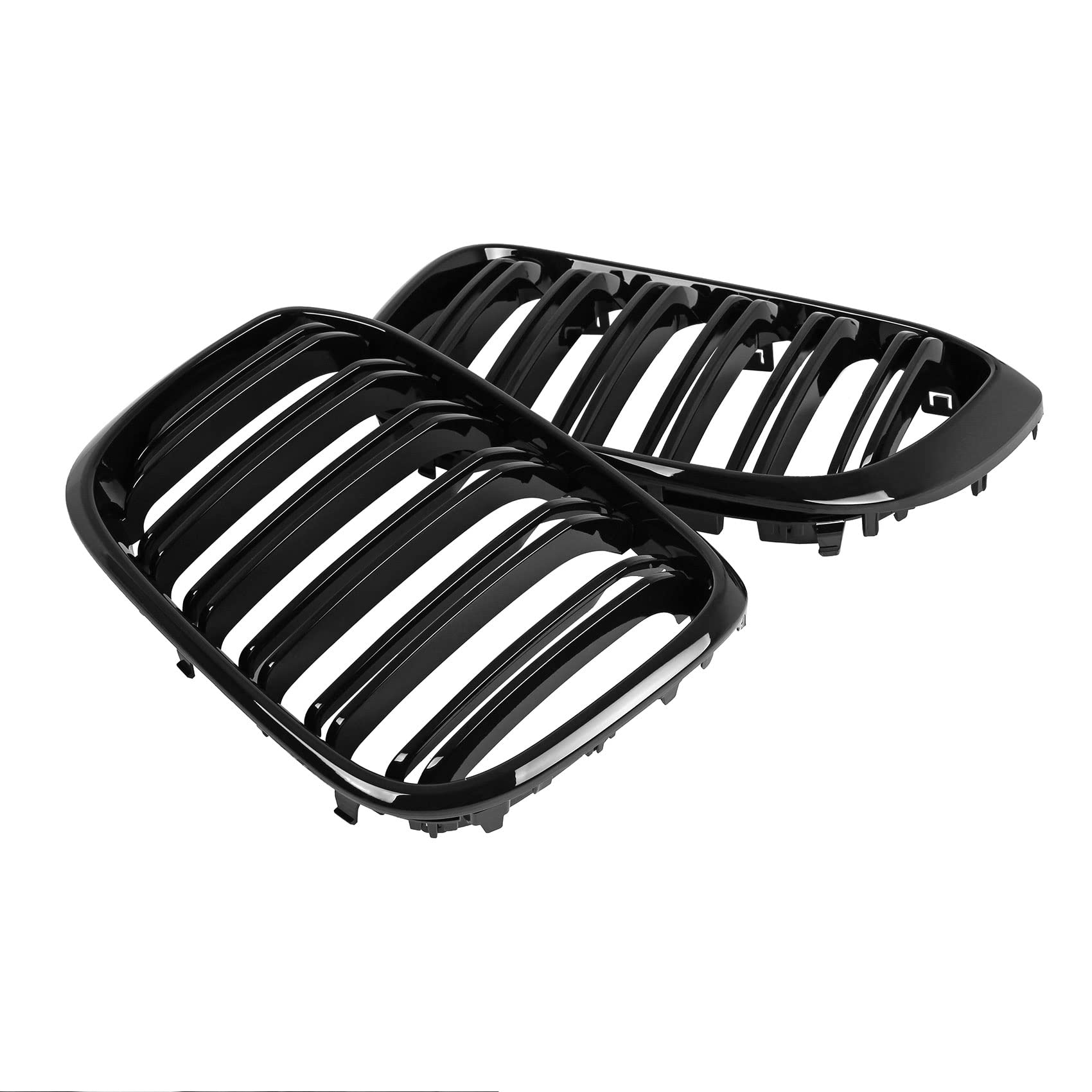 DOCAS Kühlergrill für X3 G01 2018-2021 X4 G02 2019-2021 Nieren Doppelsteg Sport Glanz Schwarz