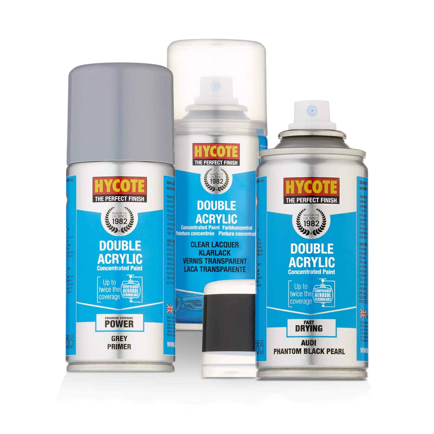 Hycote Spray Paint Audi Phantom Black Pearlescent 150ml + Grey Primer & Lacquer