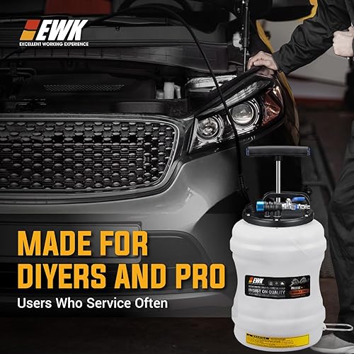 Miniatura 6 de EWK - Bomba extractora neumáticamanual para cambio de aceite, patentada, de 2.77 galones, para extracción al vacío de fluidos automotrices