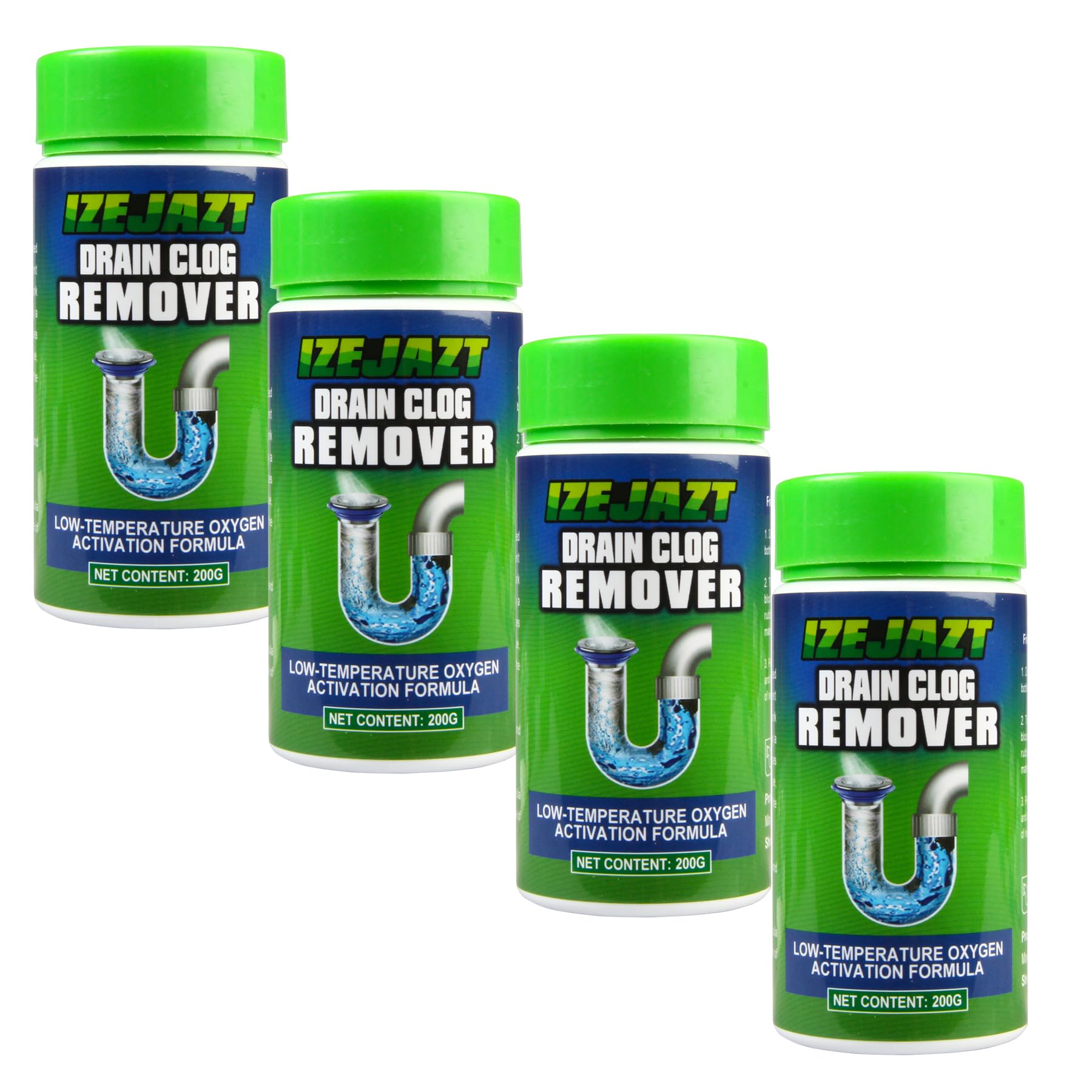 IZEJAZT Drain Clog Remover Powder - Fast Acting Formula for All Drains, Kitchen, Bathroom, Sink & Shower - 100% Effective to Eliminate Hair, Grease,