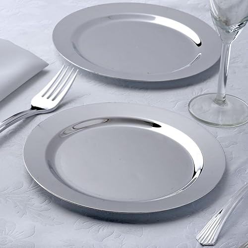 Efavormart - Paquete de 24 platos de plástico desechables de 7.5 pulgadas, color plateado brillante