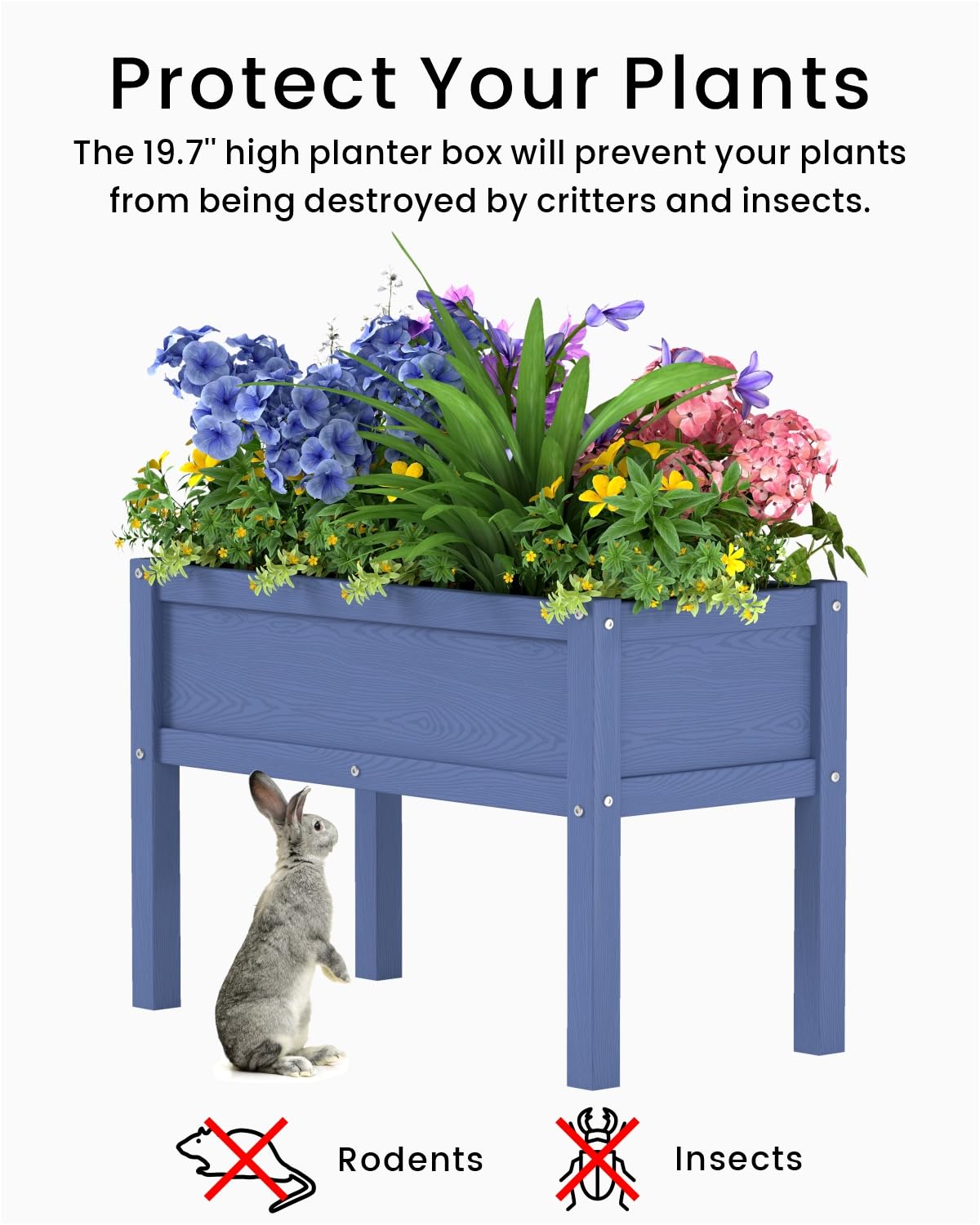 Navy Blue Raised Garden Bed - Durable Outdoor Planter -6