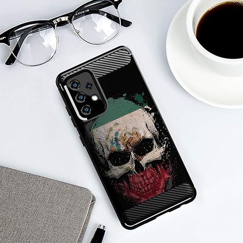 Miniatura 3 de CasesOnDeck - Funda compatible con Samsung Galaxy A52 A52 5G, diseño mate delgado y resistente con textura de fibra de carbono (México Skull)
