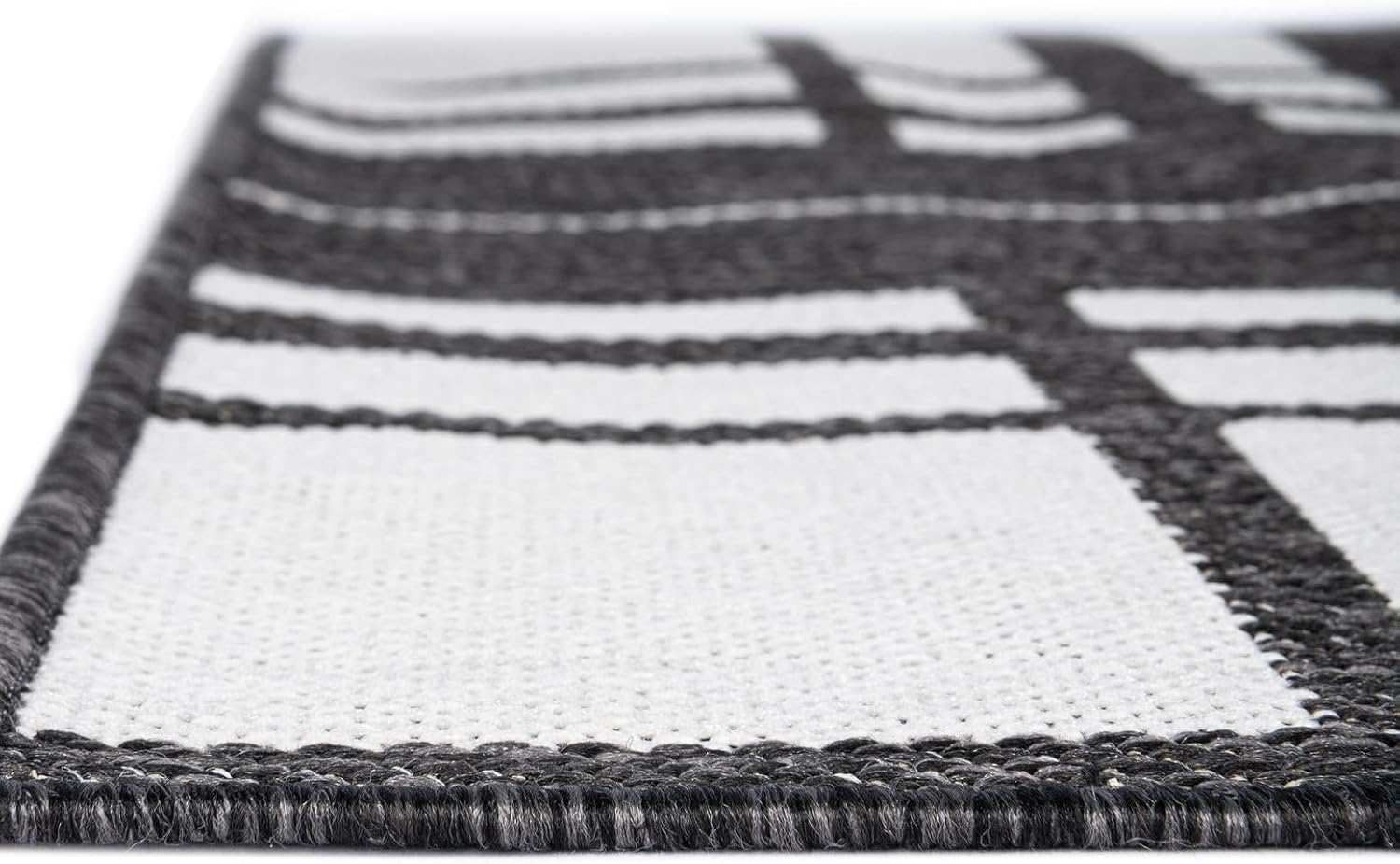 Rugs.com Outdoor Checkered Collection Rug – 6 Ft Runner Black and White Flatweave-Pile Rug Perfect for Hallways, Entryways