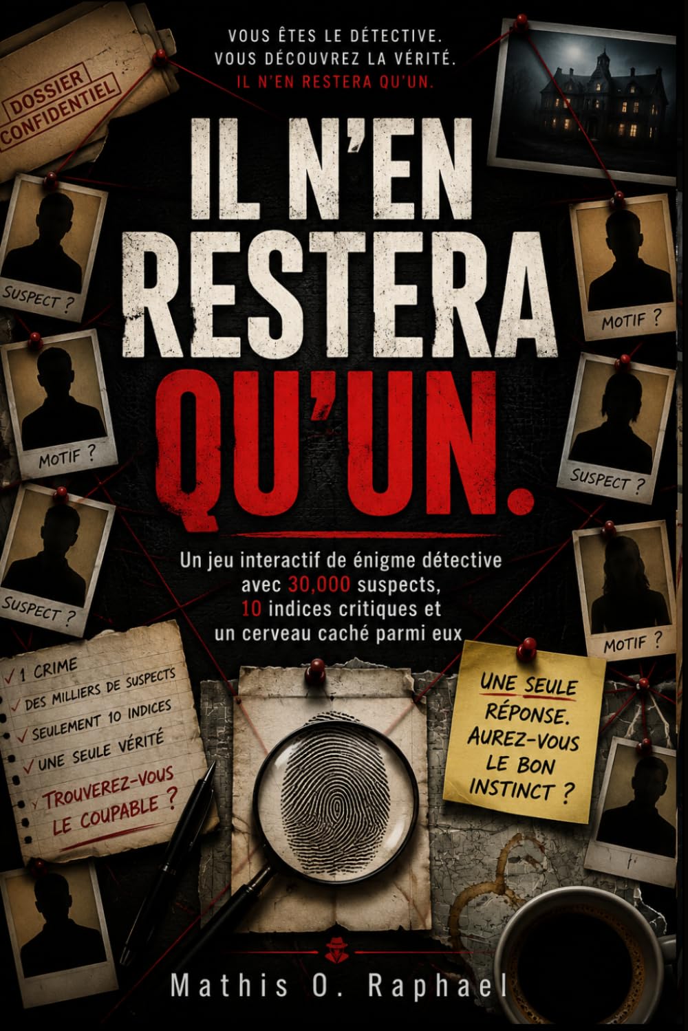 IL N'EN RESTERA QU'UN.: Un jeu interactif de énigme détective avec 30 000 suspects, 10 indices critiques et un cerveau caché parmi eux (Livres de dossiers de tueurs...)