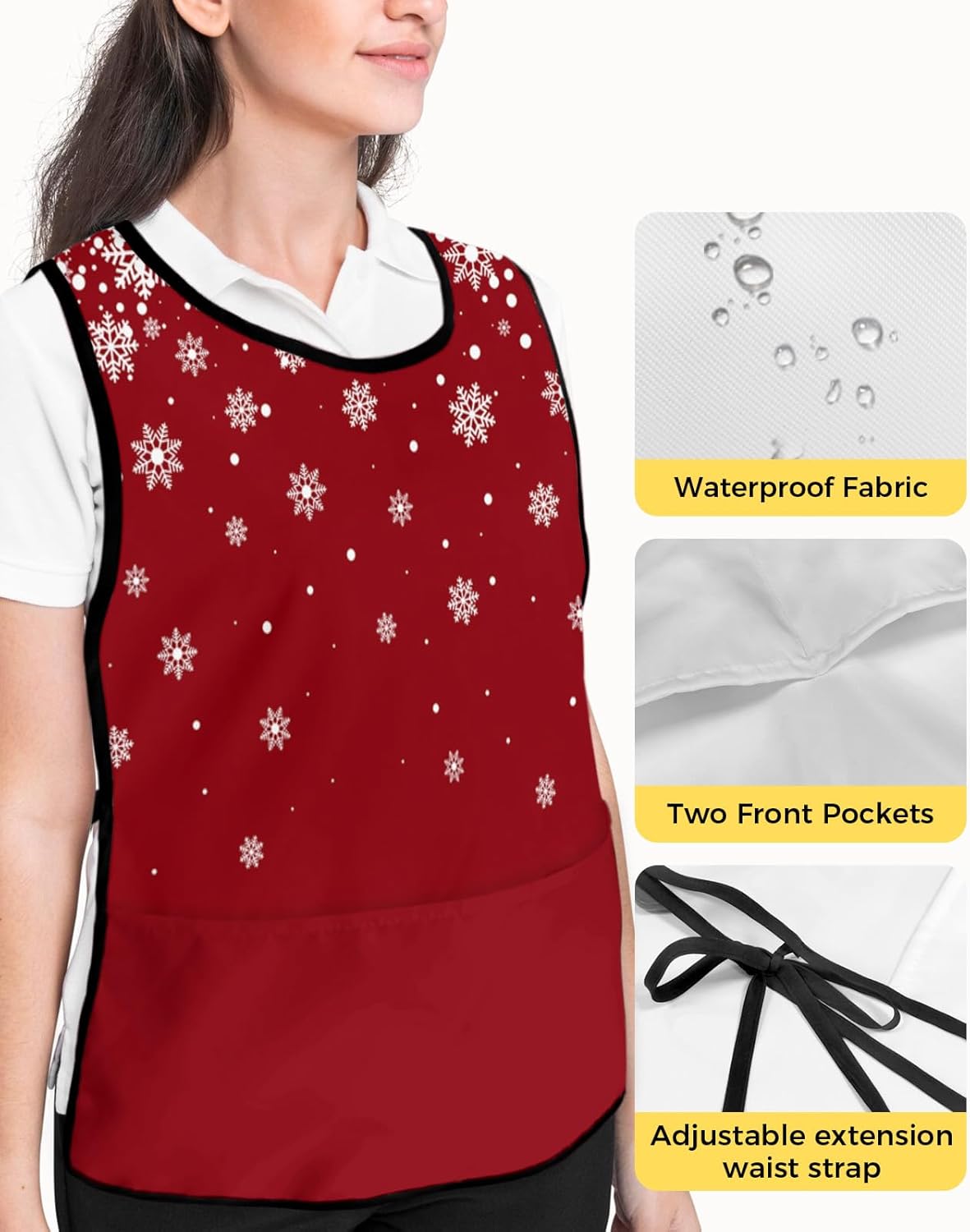 Double Love Cartoon Birthday Cake Cobbler Aprons with 2 Pockets for Women Men, Geometric Stripes Colorful Gifts
