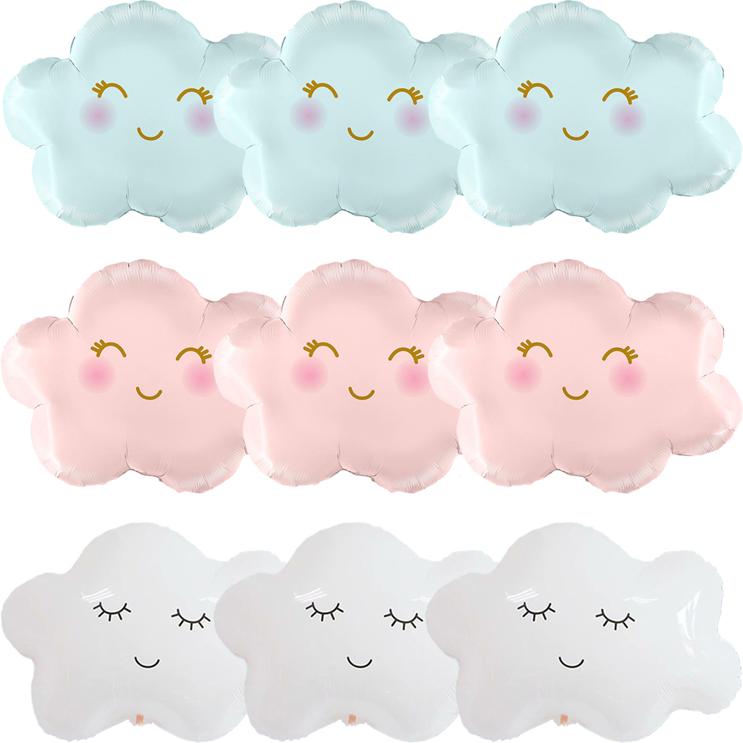 Clouds Balloons Set, 9 Pcs Pink Blue White Cloud Party Decorations Boho Girl Rainbow Clouds Balloon Garland Kit for Birthday Wedding Party Décor for Theme Party Supplies