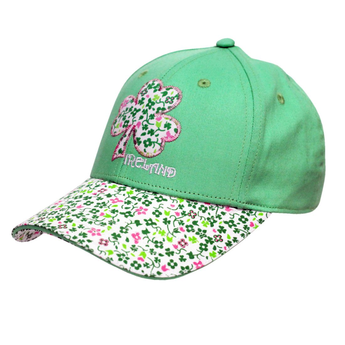 Traditional CraftApple Green Ireland Floral Print Shamrock Kids Baseball Cap