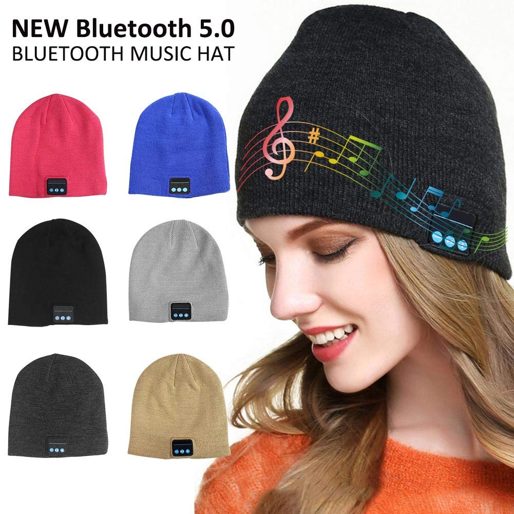 Bonnet en tricot super doux avec écouteurs Bluetooth sans bord pour sports d'hiver en plein air avec haut-parleur sans fil et micro pour courir, ski, camping, randonnée, cyclisme
